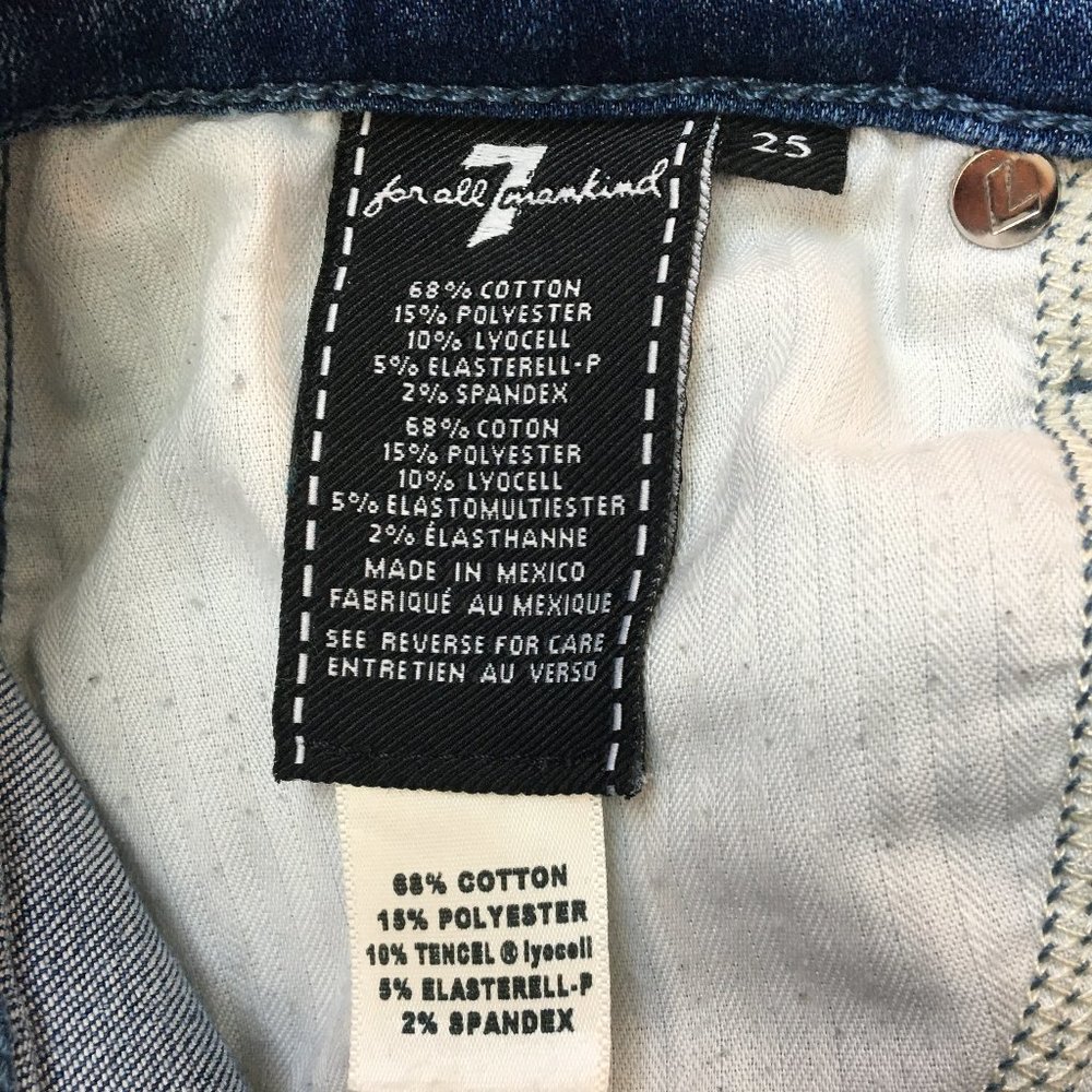 7 For All Mankind Mid Rise Skinny Jeans Basic Rip - Picture 6 of 8